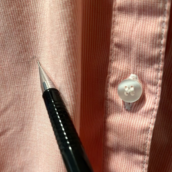 Riders by Lee pink and white striped button down top 3/4 sleeves - Picture 6 of 7